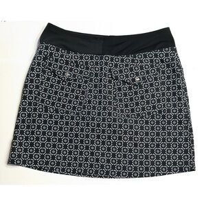 Cypress Club Womens Black/White Tummy Smoothing Skort Skirt Shorts A-Line Size M